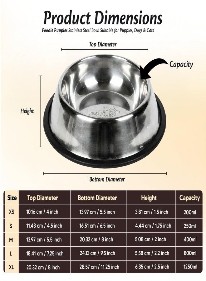 ADIL'S Adil’S Stainless Steel Dog and Cat Feeder - Non-Slip Base, Easy to Clean, Durable & Bite-Resistant Pet Food Bowl | Pet Feeder for Small to Large Dogs & Cats, Size: M - Image 5